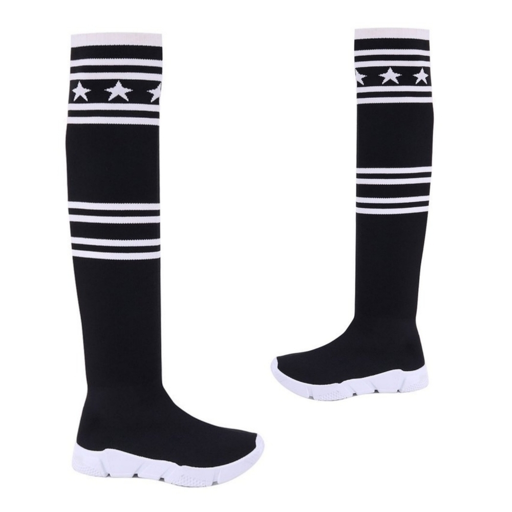 New Black & White Stars & Stripes Knit Shaft Boot Size 7